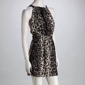 Sugarlips Leopard Print Open Back Apron Mini Dress L NWT